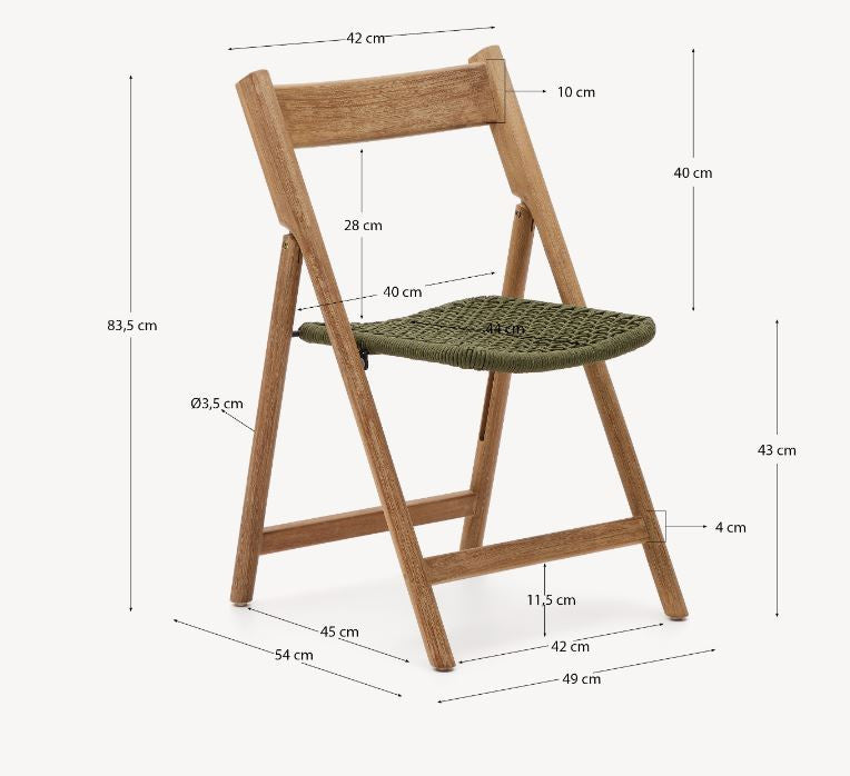 Scaun exterior dining pliabil maro/verde din lemn Dandara Kave Home