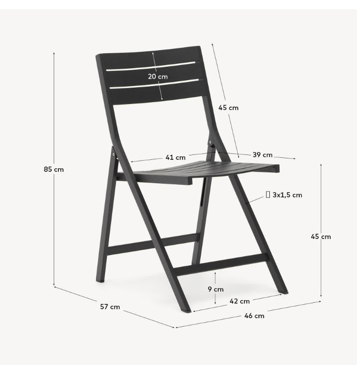 Scaun exterior dining pliabil negru din metal Torreta Kave Home
