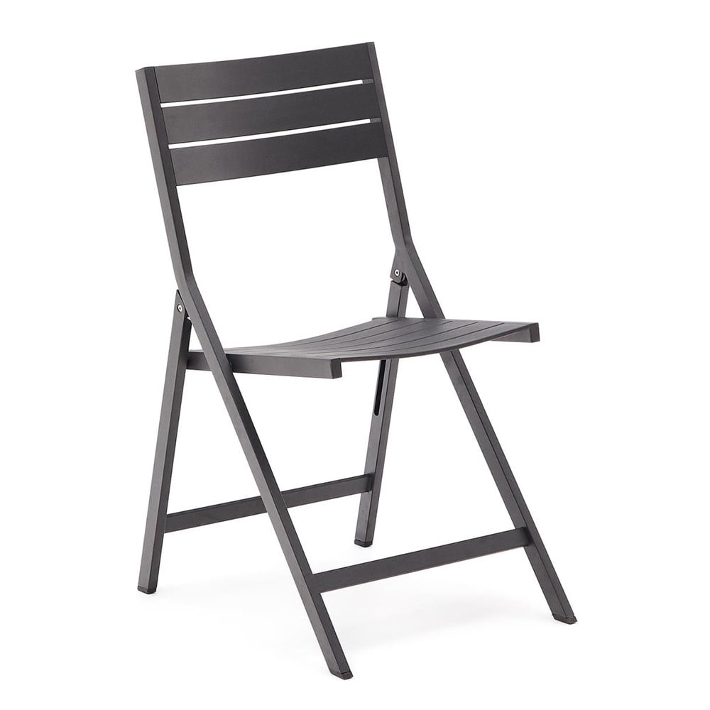 Scaun exterior dining pliabil negru din metal Torreta Kave Home