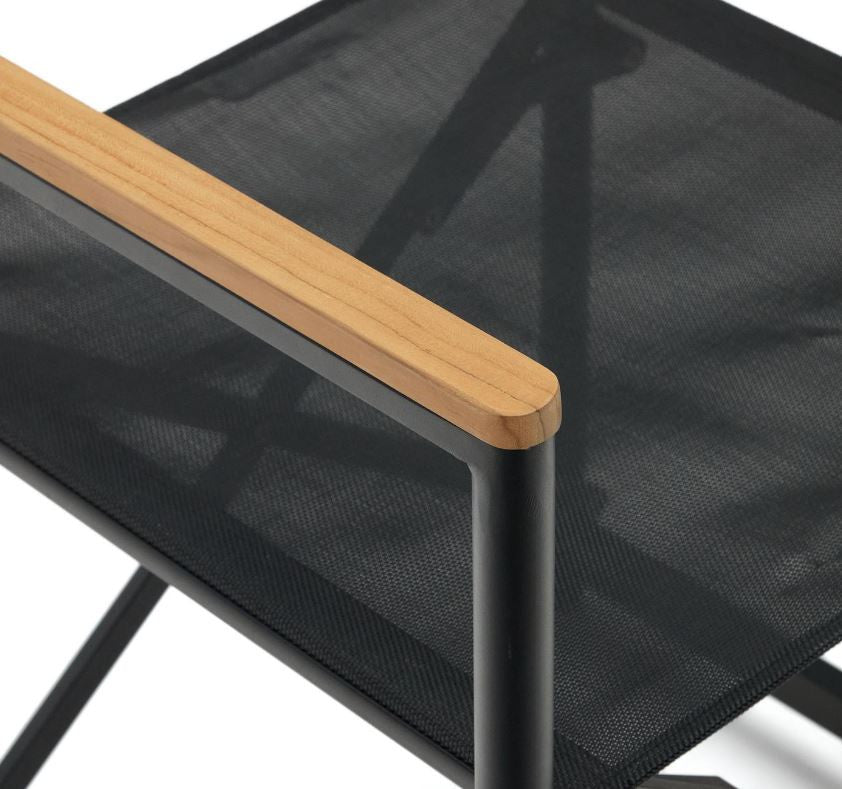 Scaun exterior dining pliabil negru din textil Llado Kave Home