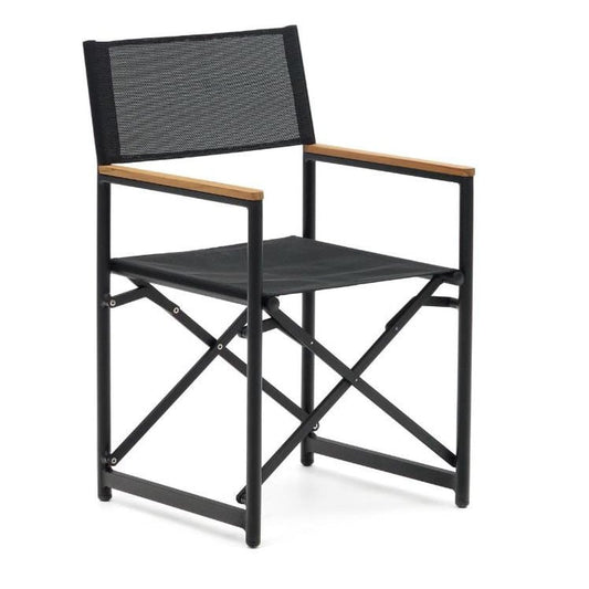 Scaun exterior dining pliabil negru din textil Llado Kave Home