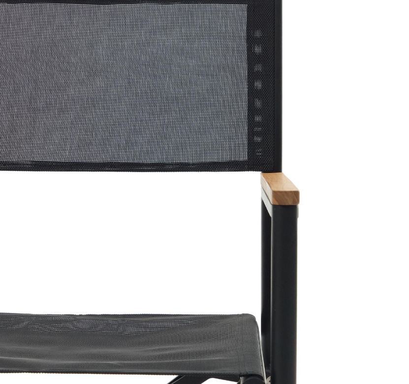 Scaun exterior dining pliabil negru din textil Llado Kave Home