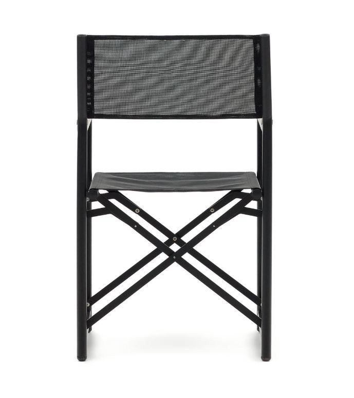 Scaun exterior dining pliabil negru din textil Llado Kave Home