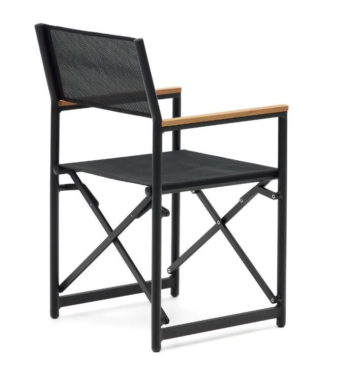 Scaun exterior dining pliabil negru din textil Llado Kave Home
