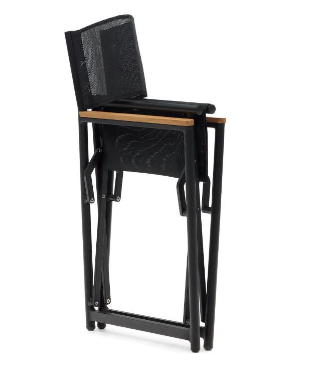 Scaun exterior dining pliabil negru din textil Llado Kave Home
