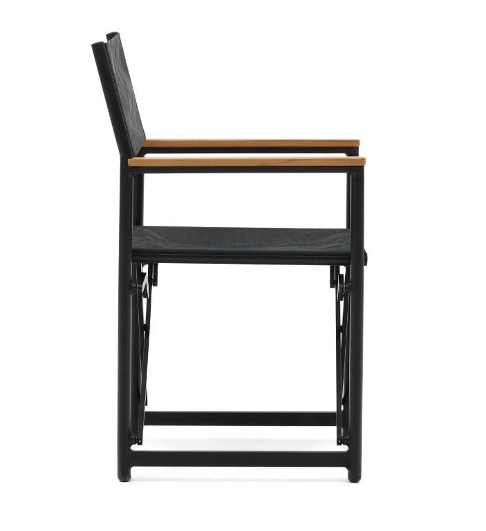 Scaun exterior dining pliabil negru din textil Llado Kave Home