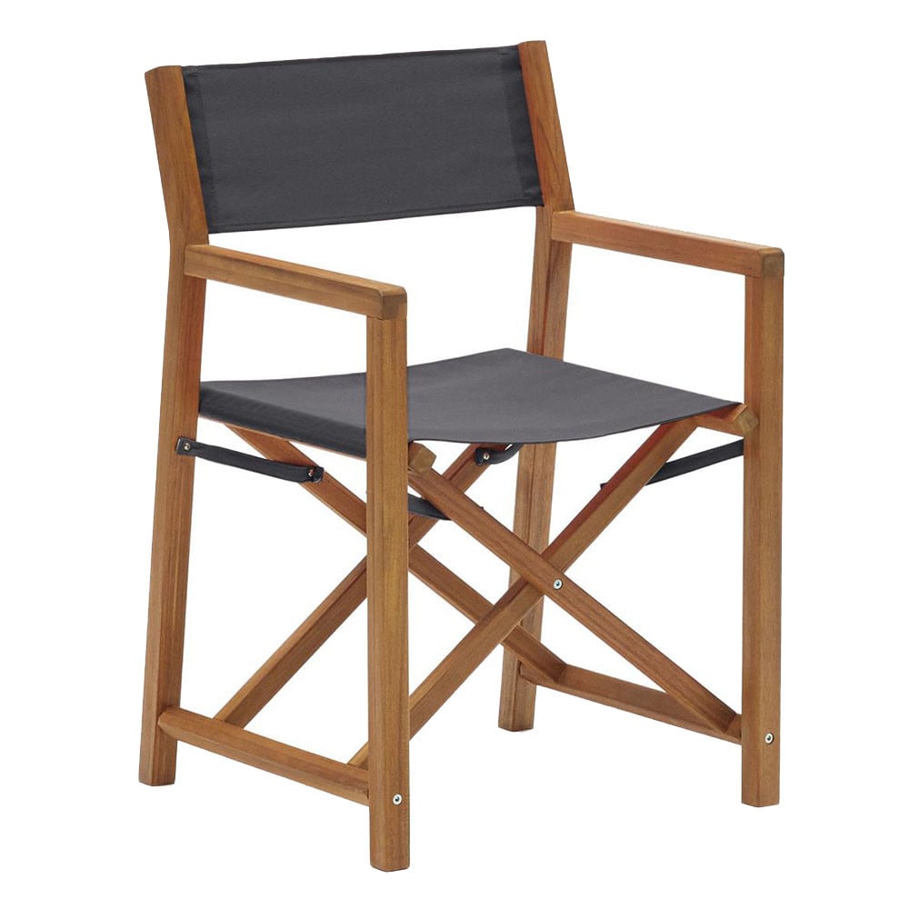 Scaun exterior dining pliabil negru/maro din textil Thianna Kave Home