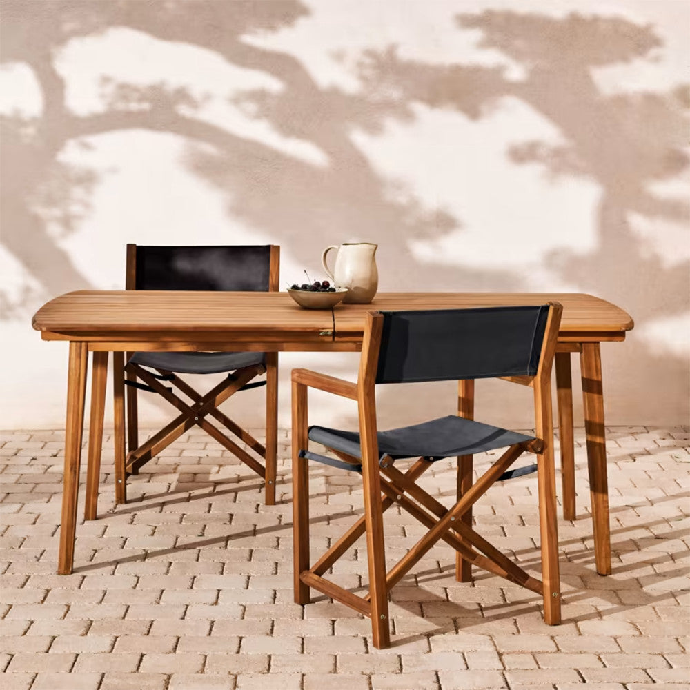 Scaun exterior dining pliabil negru/maro din textil Thianna Kave Home