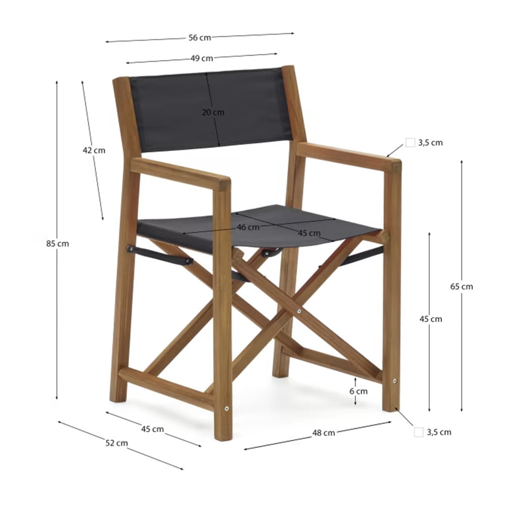 Scaun exterior dining pliabil negru/maro din textil Thianna Kave Home
