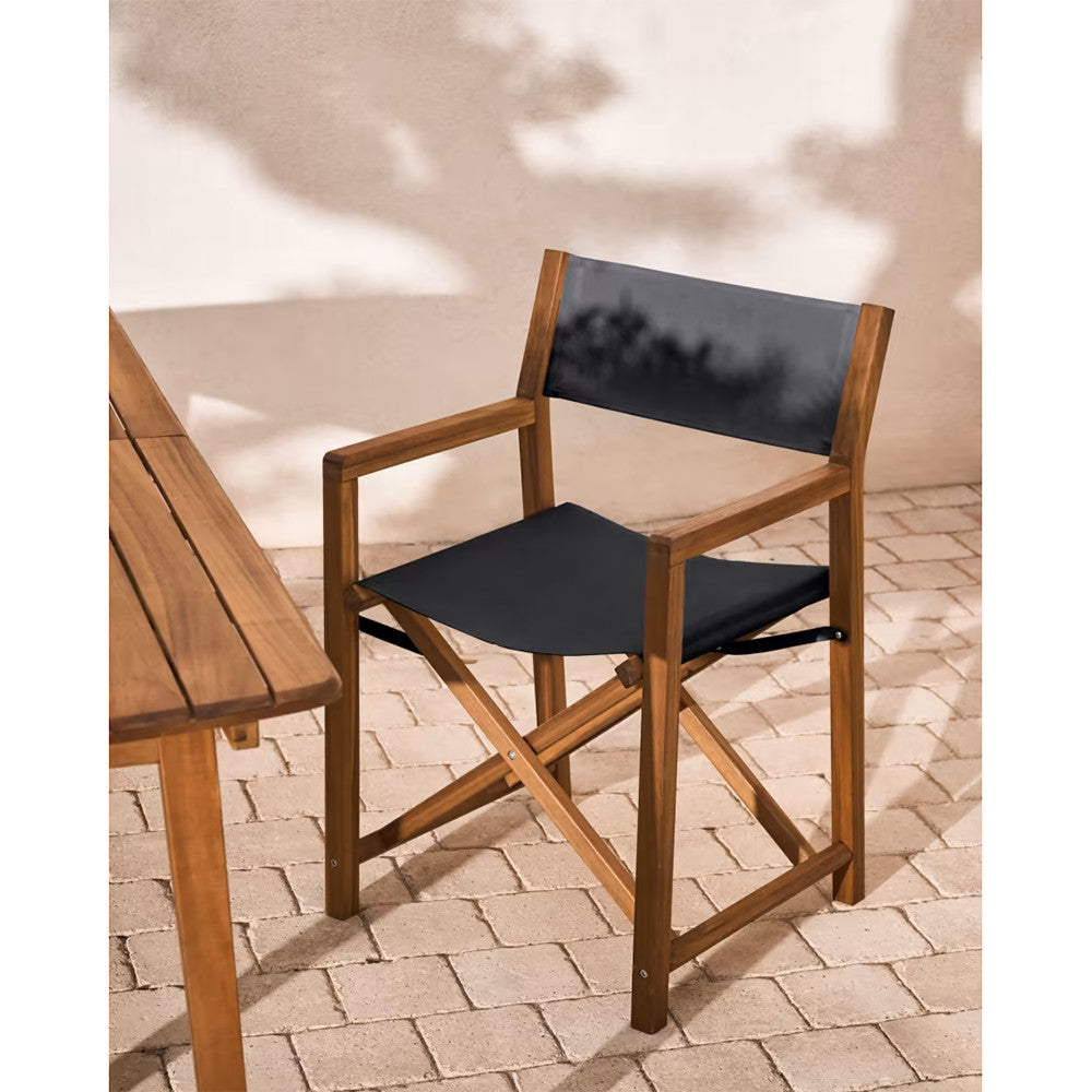 Scaun exterior dining pliabil negru/maro din textil Thianna Kave Home