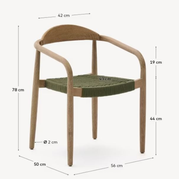Scaun exterior dining verde din lemn Nina Kave Home