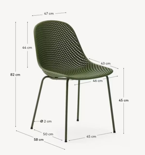Scaun exterior dining verde din metal Quinby Kave Home