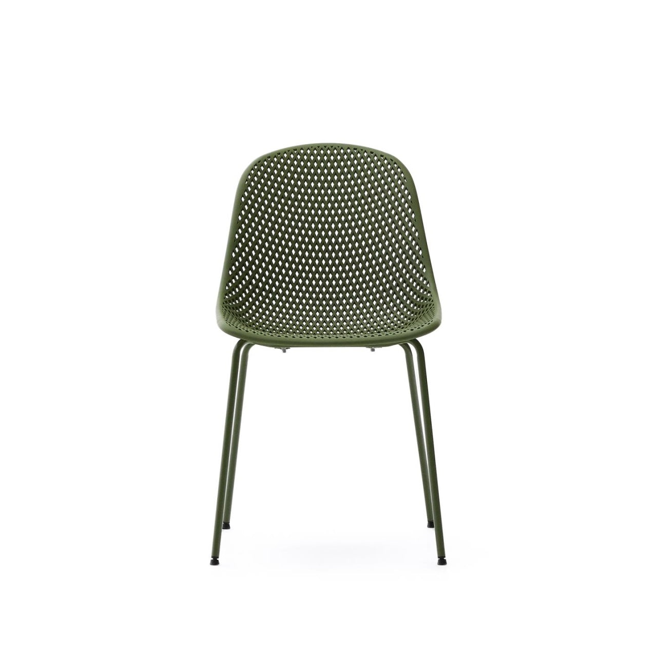 Scaun exterior dining verde din metal Quinby Kave Home