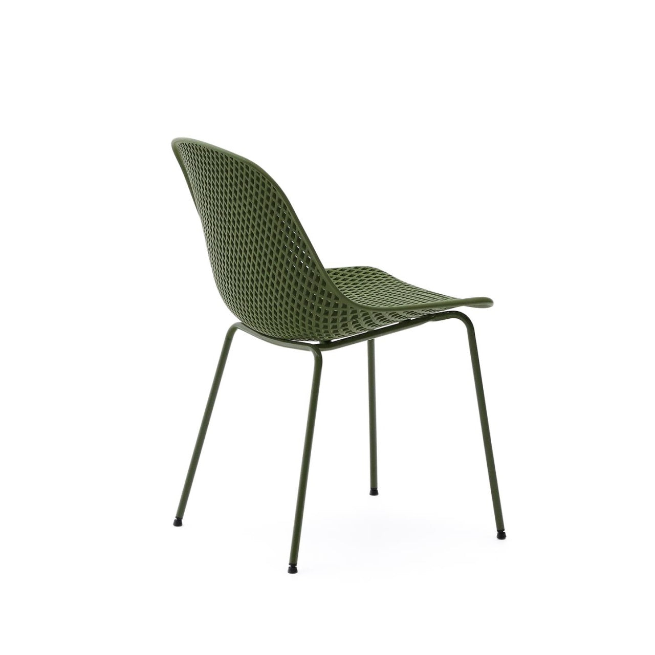 Scaun exterior dining verde din metal Quinby Kave Home