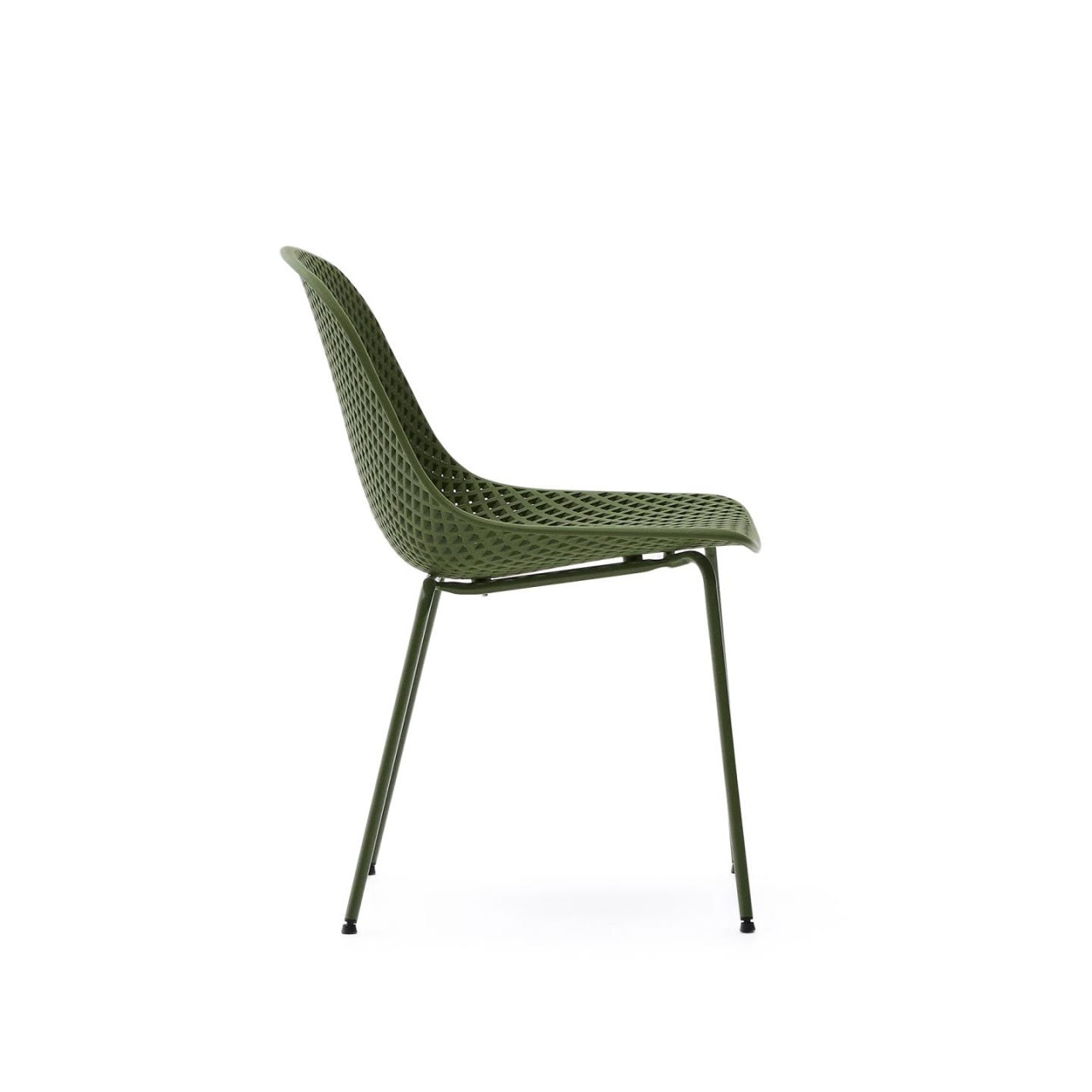Scaun exterior dining verde din metal Quinby Kave Home