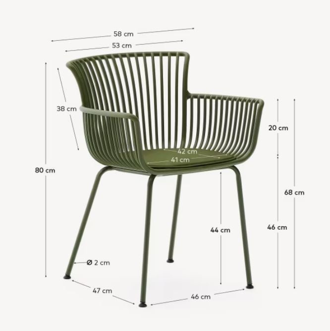 Scaun exterior dining verde din metal Surpika Kave Home