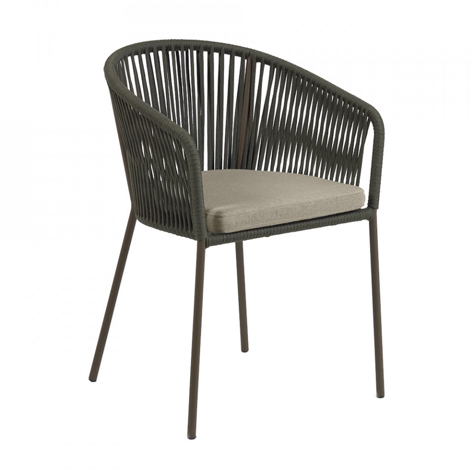 Scaun exterior dining verde din metal Yanet Kave Home