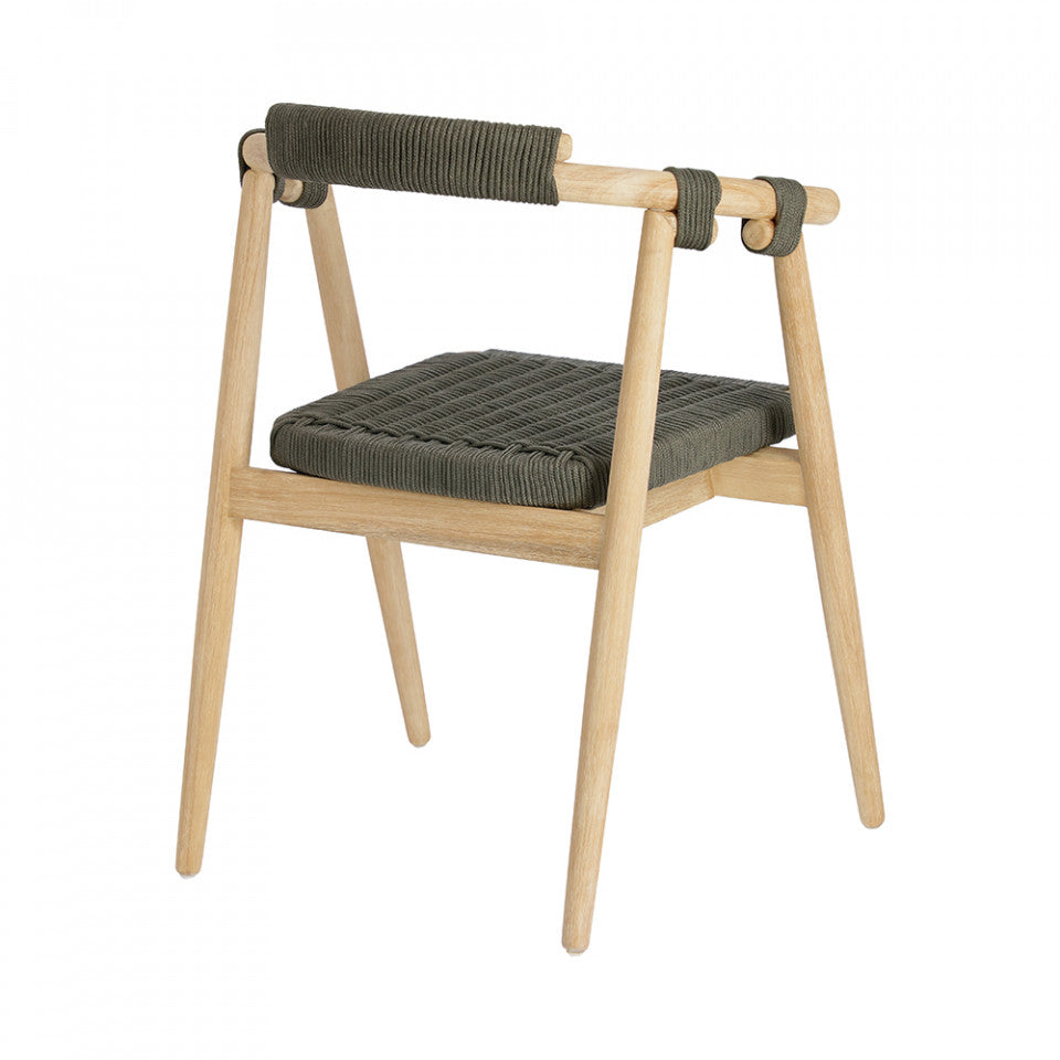 Scaun exterior dining verde/maro din lemn Majela Kave Home
