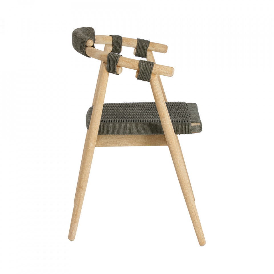 Scaun exterior dining verde/maro din lemn Majela Kave Home