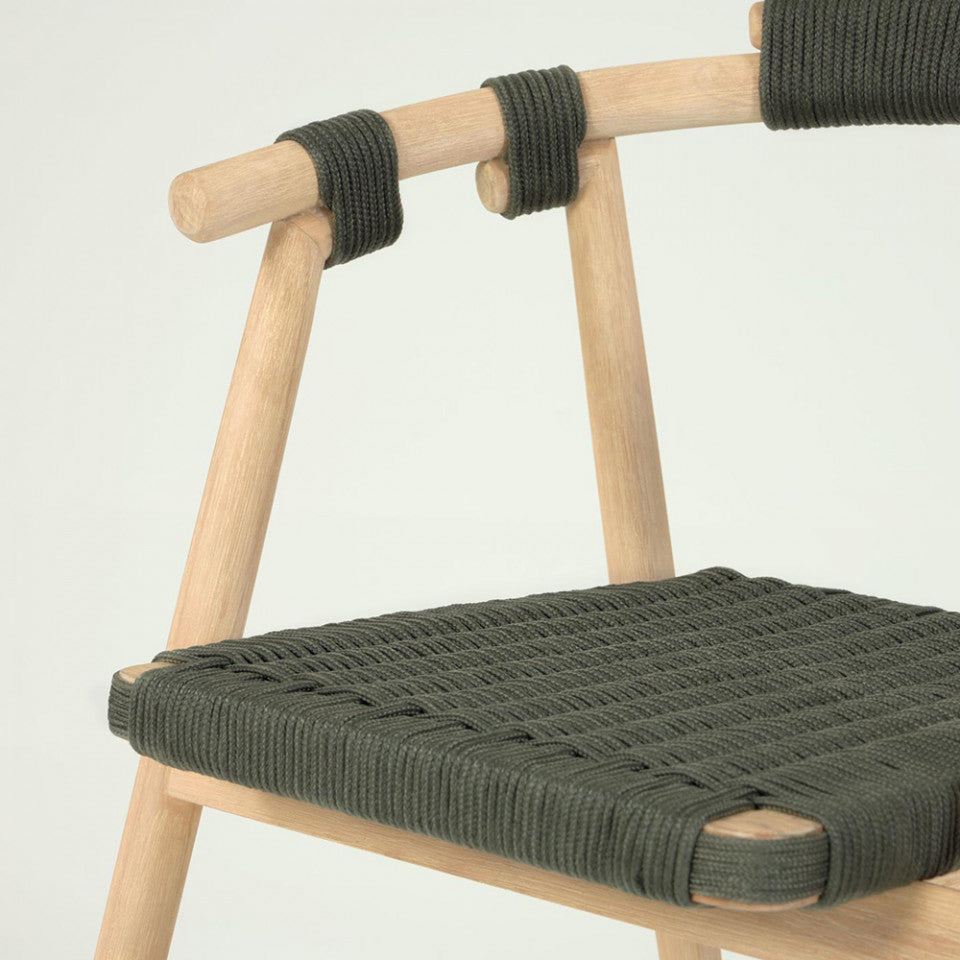 Scaun exterior dining verde/maro din lemn Majela Kave Home