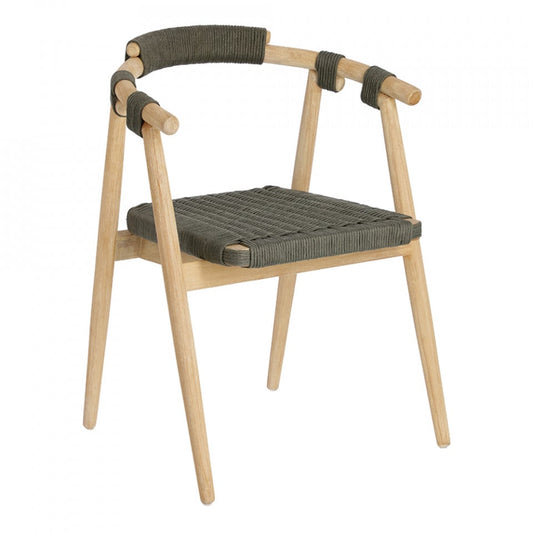 Scaun exterior dining verde/maro din lemn Majela Kave Home