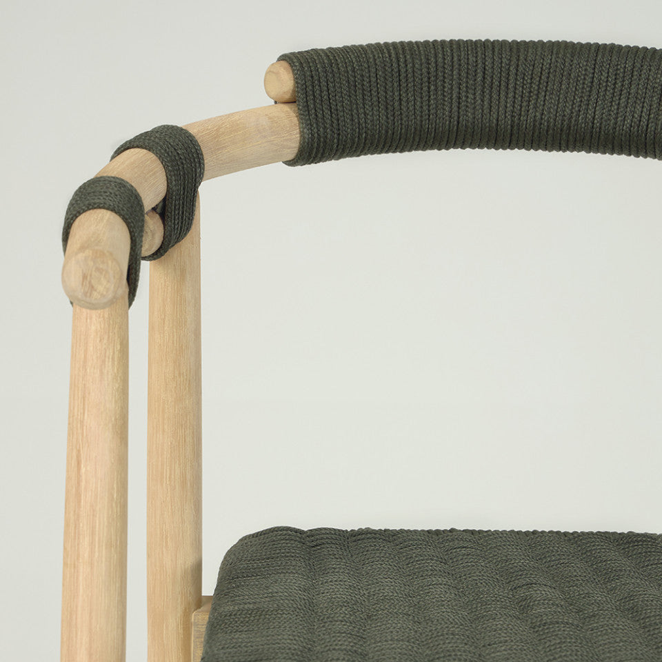 Scaun exterior dining verde/maro din lemn Majela Kave Home