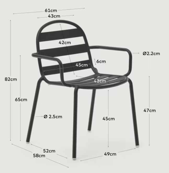 Scaun exterior gri din metal Joncols Kave Home