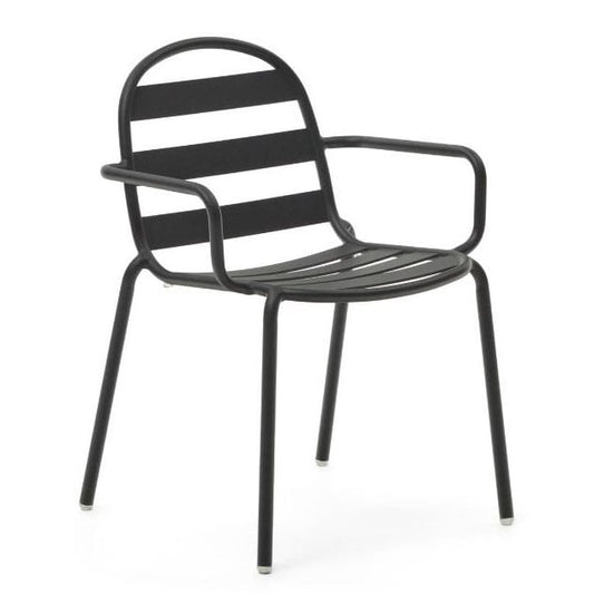 Scaun exterior gri din metal Joncols Kave Home