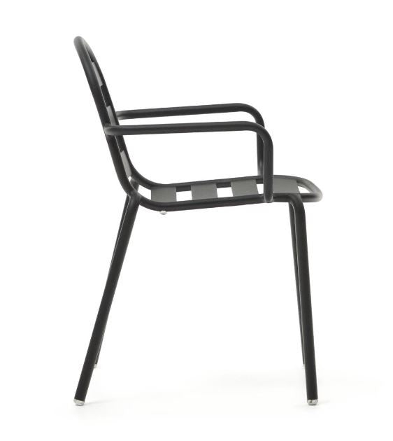 Scaun exterior gri din metal Joncols Kave Home
