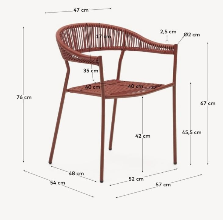 Scaun exterior maro teracota din metal Furadera Kave Home