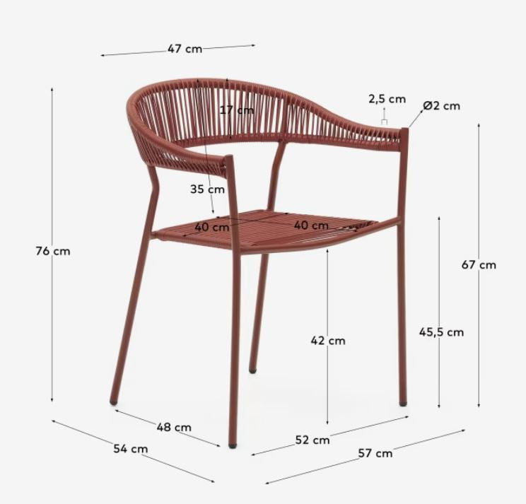 Scaun exterior maro teracota din metal Furadera Kave Home