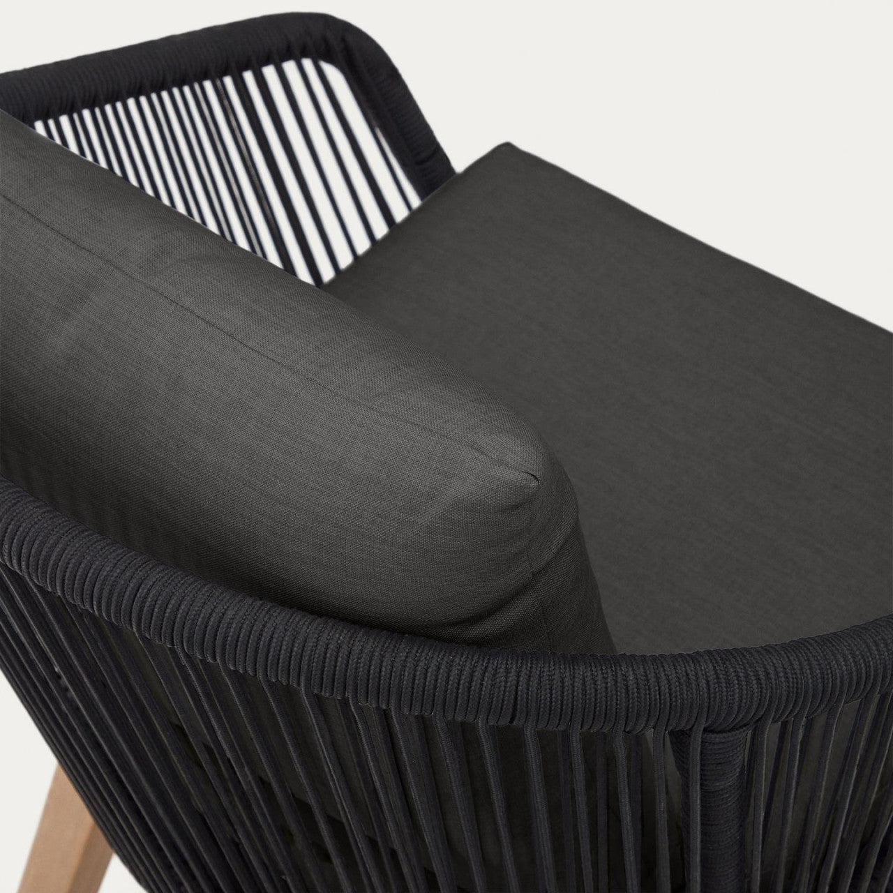 Scaun exterior negru din lemn Portalo Kave Home