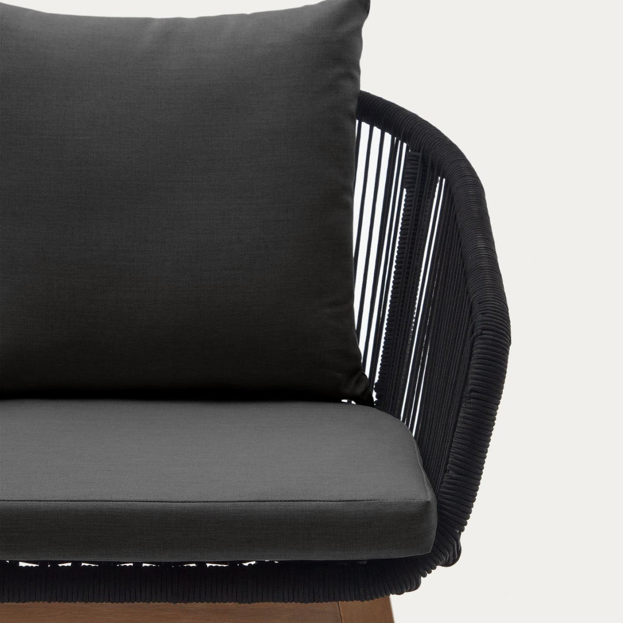 Scaun exterior negru din lemn Portalo Kave Home