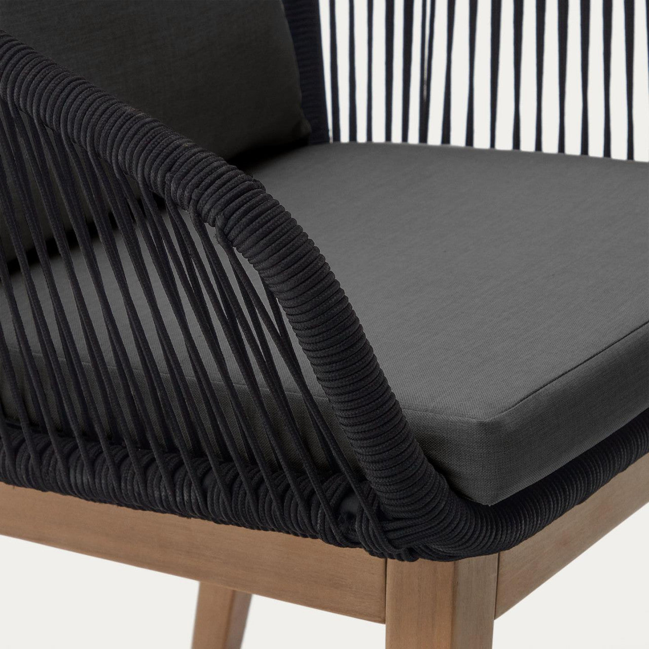 Scaun exterior negru din lemn Portalo Kave Home