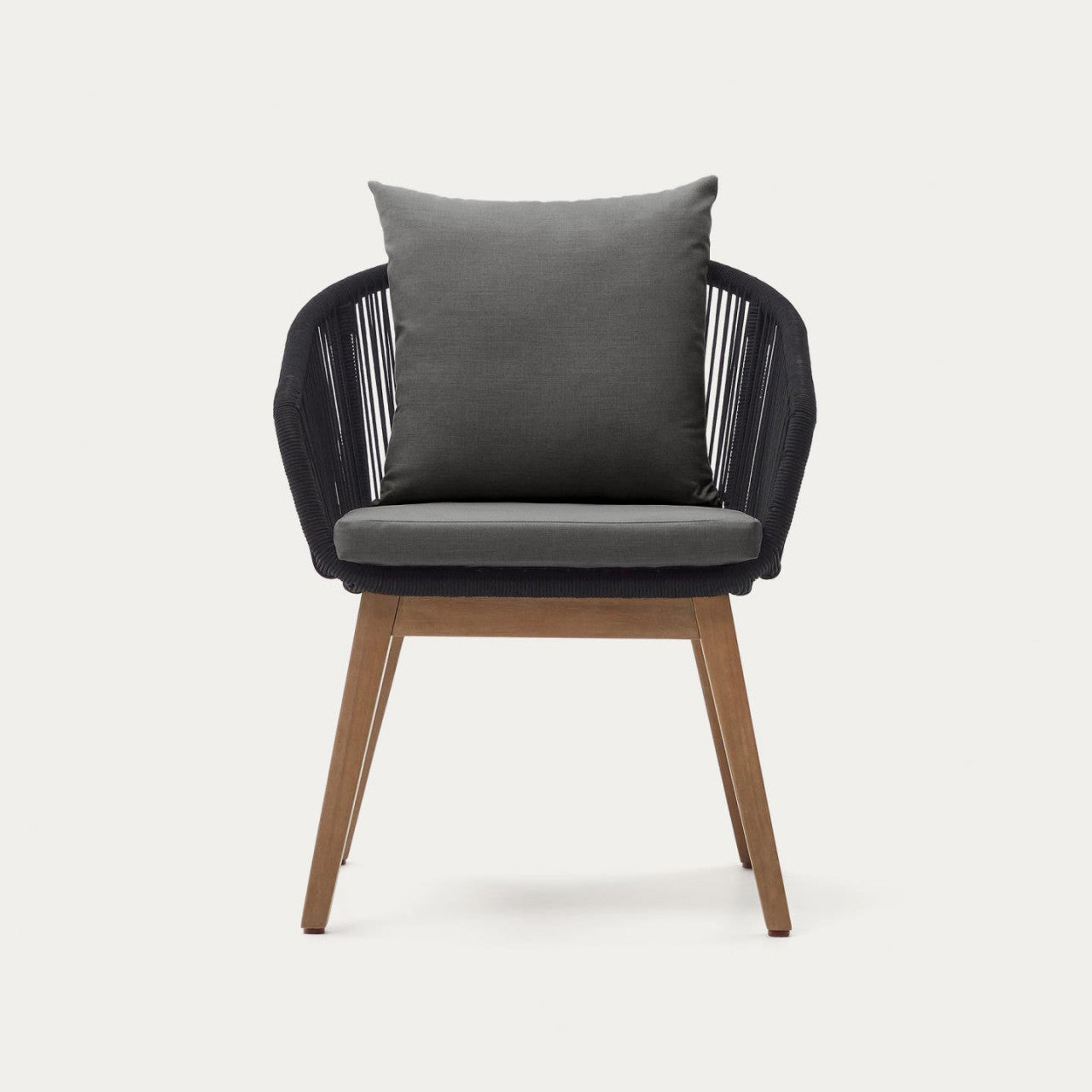 Scaun exterior negru din lemn Portalo Kave Home