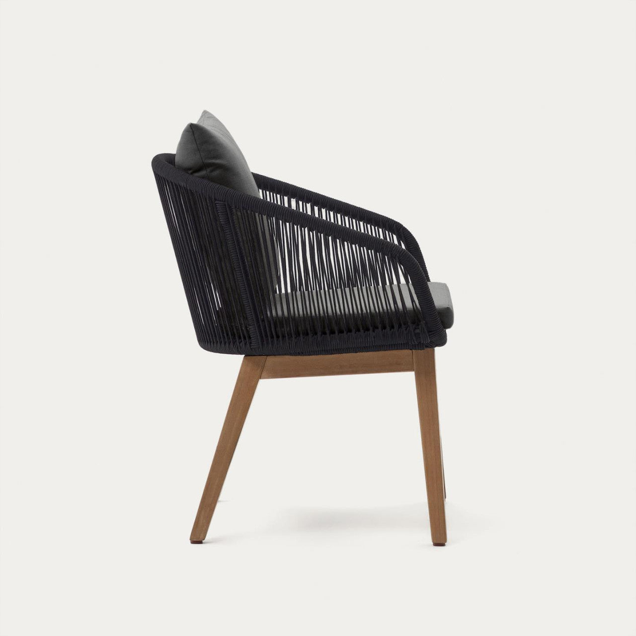 Scaun exterior negru din lemn Portalo Kave Home