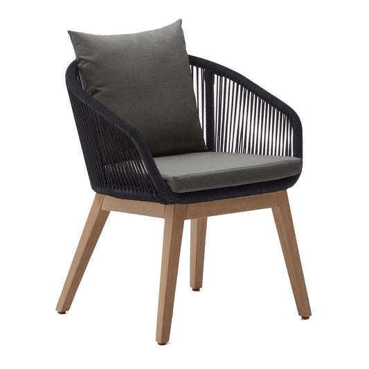 Scaun exterior negru din lemn Portalo Kave Home