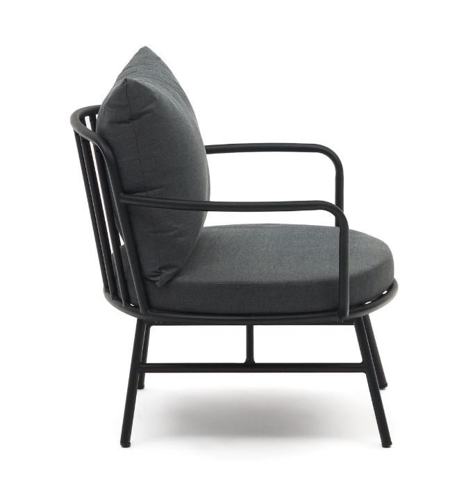 Scaun exterior negru din textil Bramant Kave Home