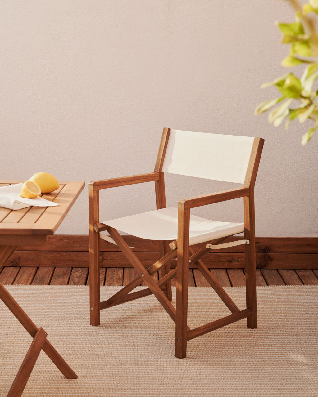 Scaun exterior pliabil bej/maro din textil Thianna Kave Home