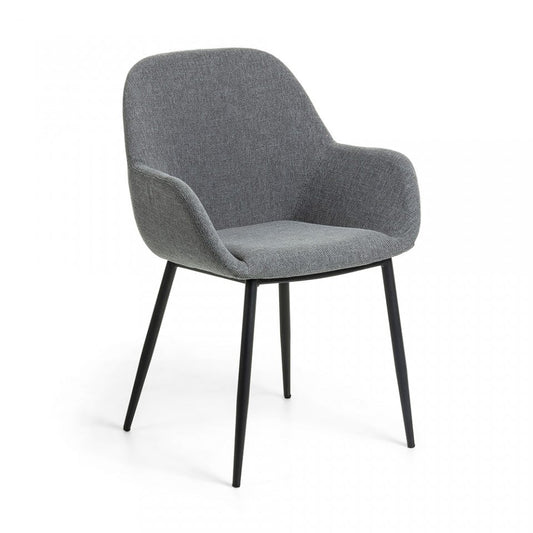 Scaun gri inchis din textil Konna Kave Home