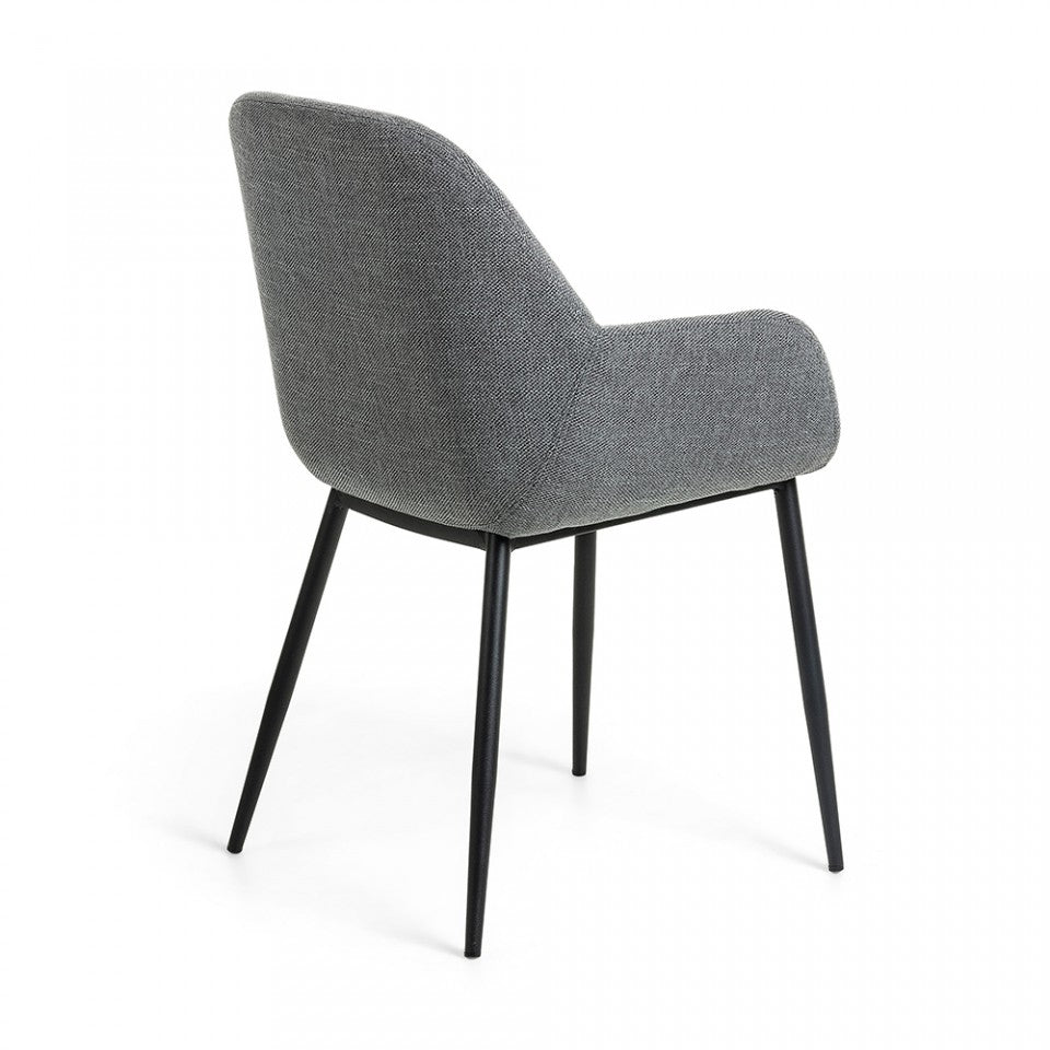 Scaun gri inchis din textil Konna Kave Home