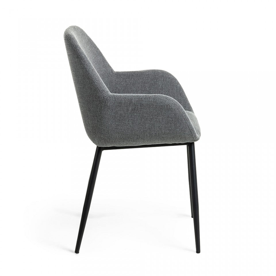 Scaun gri inchis din textil Konna Kave Home