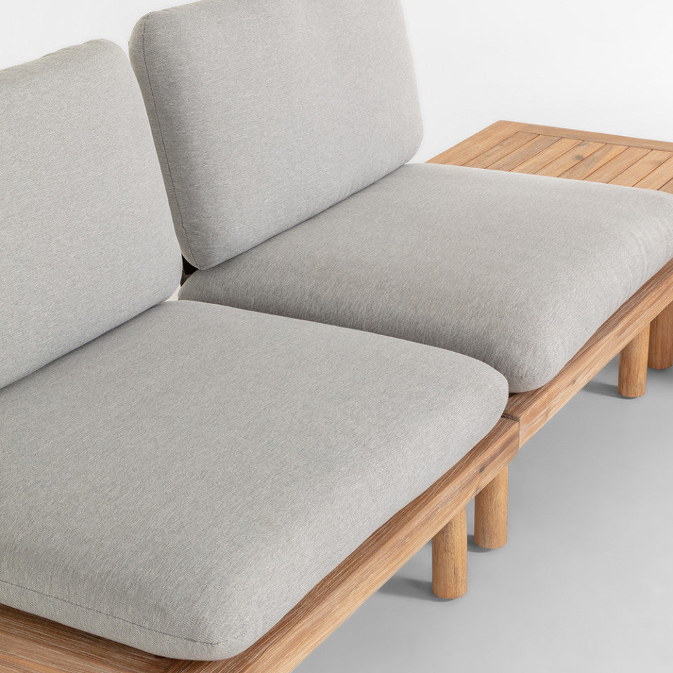 Set 2 fotolii si masa de cafea gri/maro din textil Viridis Kave Home