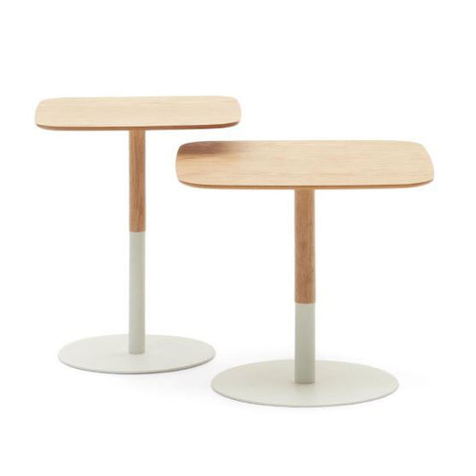 Set 2 mese laterale maro/albe din metal Watse Square Kave Home
