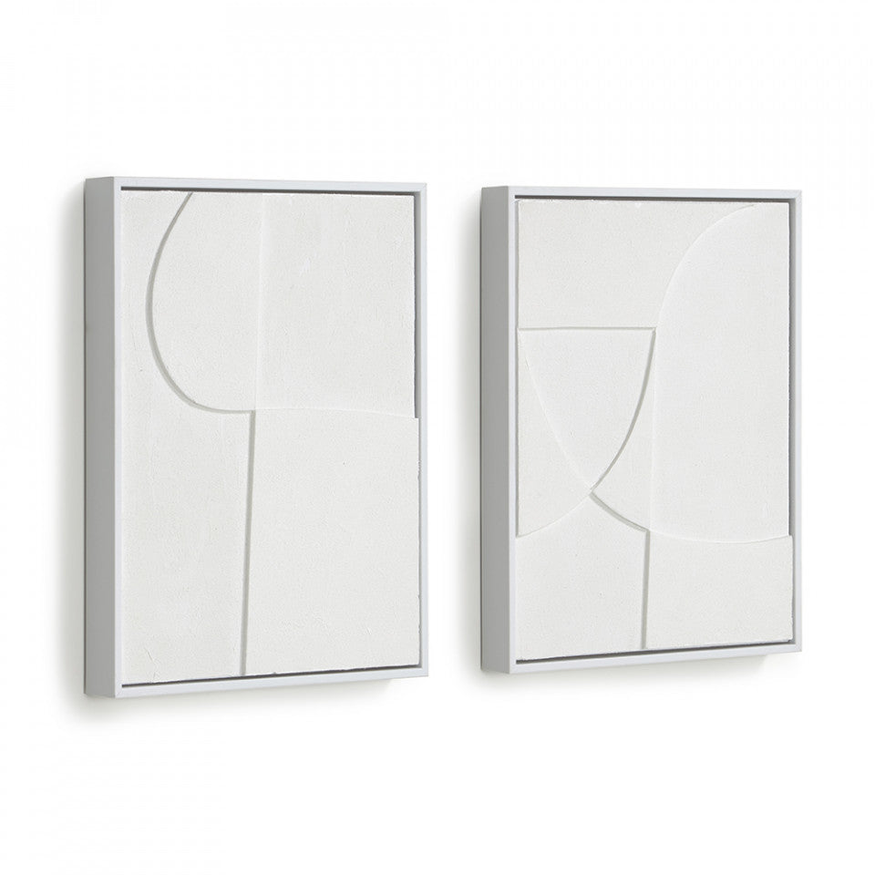 Set 2 tablouri albe din lemn 32x42 cm Beija Kave Home