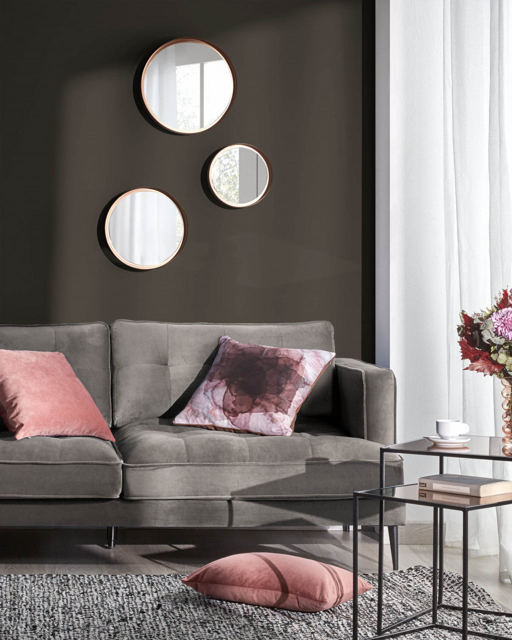 Set 3 oglinzi rotunde din metal Wilton Kave Home