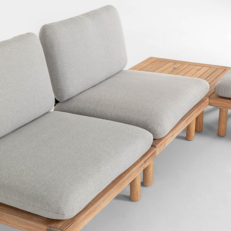 Set 4 fotolii si 2 mese de cafea gri/maro din textil Viridis Kave Home