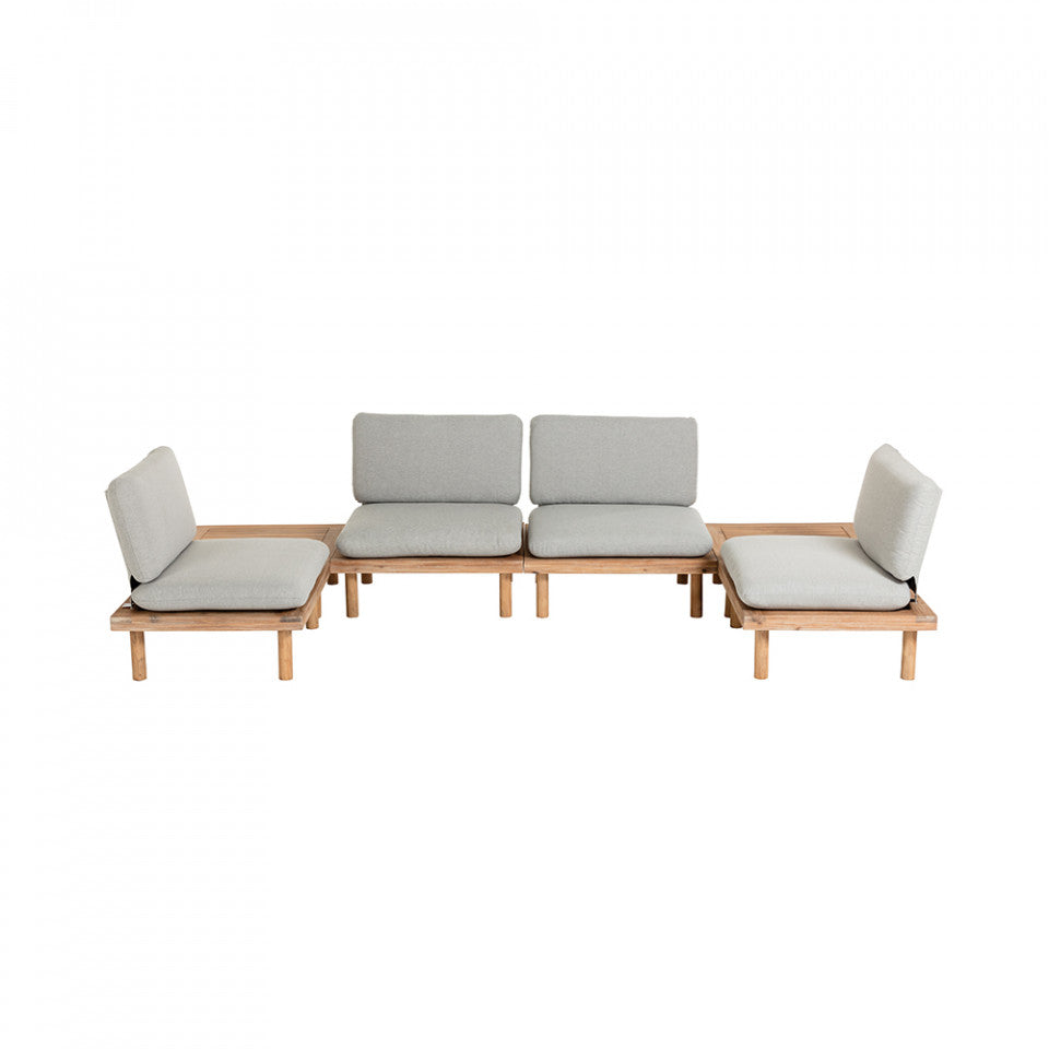 Set 4 fotolii si 2 mese de cafea gri/maro din textil Viridis Kave Home