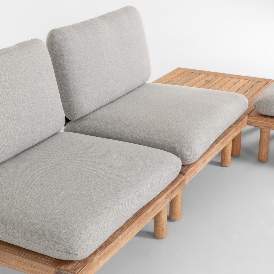 Set 4 fotolii si 2 mese de cafea gri/maro din textil Viridis Kave Home