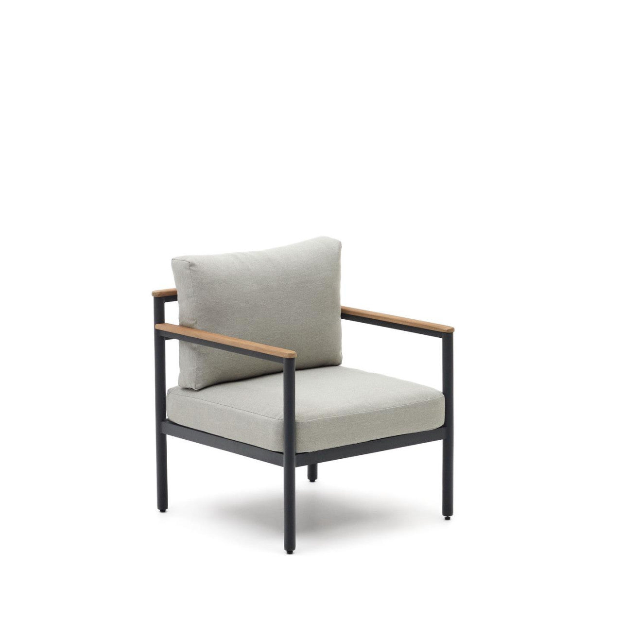 Set canapea, masuta si 2 fotolii maro/gri din metal Aiguafreda Kave Home